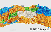 Shaded Relief Panoramic Map of Guamote, political outside