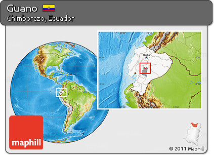 Physical Location Map of Guano, highlighted country, highlighted parent region, within the entire country