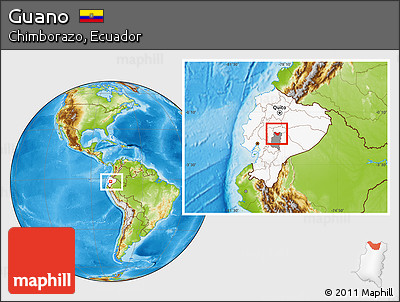Physical Location Map of Guano, highlighted country, highlighted parent region, within the entire country