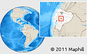 Shaded Relief Location Map of Guano, highlighted country, within the entire country