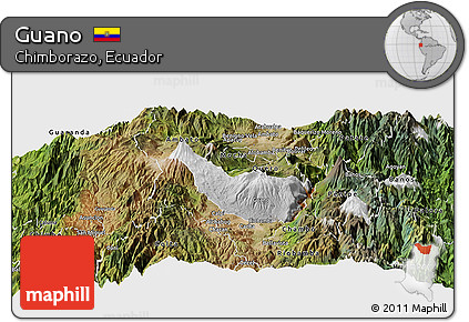 Physical Panoramic Map of Guano, satellite outside