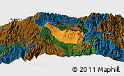 Political Panoramic Map of Guano, darken