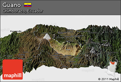Satellite Panoramic Map of Guano, darken
