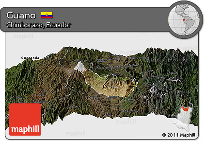 Satellite Panoramic Map of Guano, darken