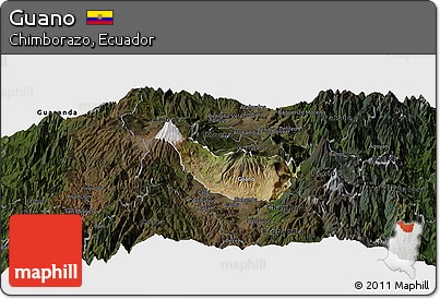 Satellite Panoramic Map of Guano, darken