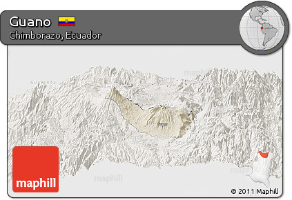 Shaded Relief Panoramic Map of Guano, lighten