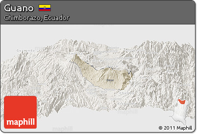 Shaded Relief Panoramic Map of Guano, lighten