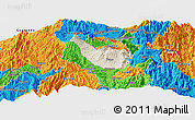 Shaded Relief Panoramic Map of Guano, political outside