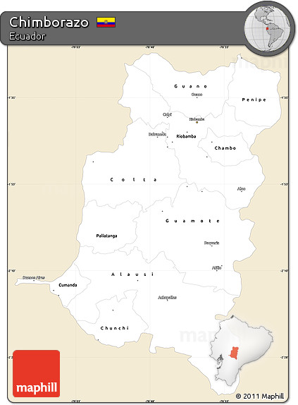 Classic Style Simple Map of Chimborazo, single color outside