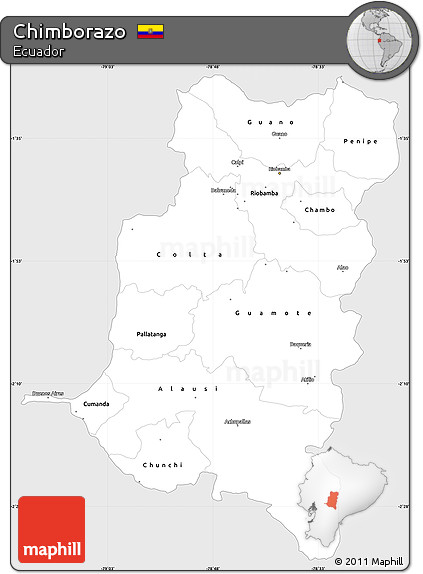 Silver Style Simple Map of Chimborazo, single color outside