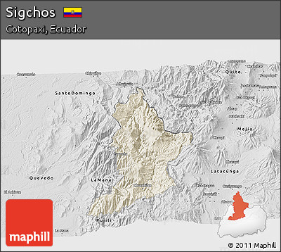 Shaded Relief 3D Map of Sigchos, desaturated