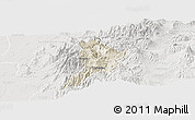 Shaded Relief Panoramic Map of Sigchos, lighten, semi-desaturated