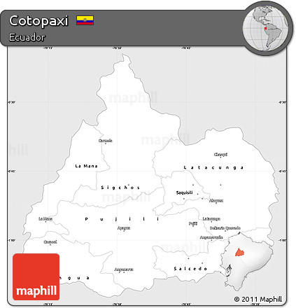 Silver Style Simple Map of Cotopaxi, single color outside