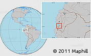 Gray Location Map of Machala, within the entire country