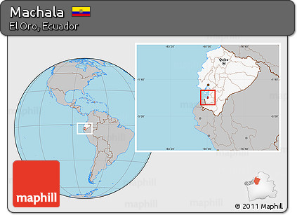 Gray Location Map of Machala, highlighted country