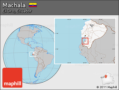 Gray Location Map of Machala, highlighted country