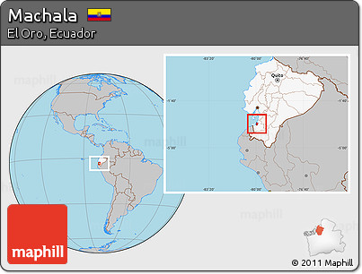Gray Location Map of Machala, highlighted country