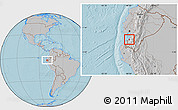 Gray Location Map of Machala, hill shading