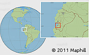 Savanna Style Location Map of Machala, within the entire country