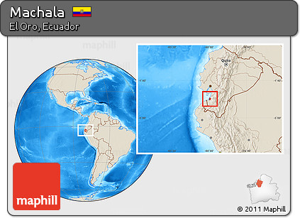 Shaded Relief Location Map of Machala