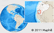 Shaded Relief Location Map of Machala, highlighted country