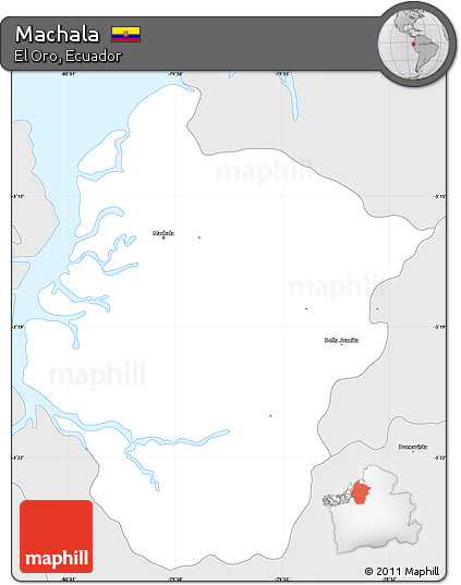 Silver Style Simple Map of Machala