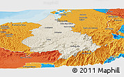 Shaded Relief Panoramic Map of Eloy Alfaro, political outside