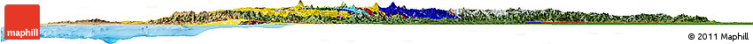 Flag Horizon Map of Ecuador, satellite outside, bathymetry sea, flag aligned to the middle