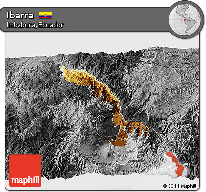 Physical 3D Map of Ibarra, darken, desaturated