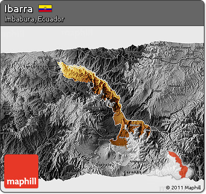 Physical 3D Map of Ibarra, darken, desaturated