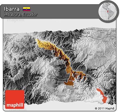 Physical 3D Map of Ibarra, desaturated
