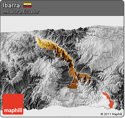 Physical 3D Map of Ibarra, desaturated