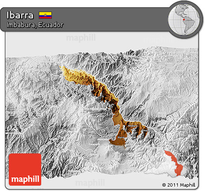 Physical 3D Map of Ibarra, lighten, desaturated