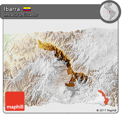 Physical 3D Map of Ibarra, lighten