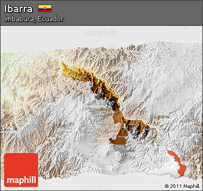 Physical 3D Map of Ibarra, lighten