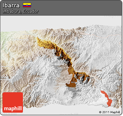 Physical 3D Map of Ibarra, lighten
