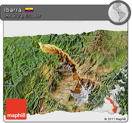 Physical 3D Map of Ibarra, satellite outside