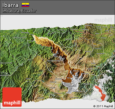 Physical 3D Map of Ibarra, satellite outside