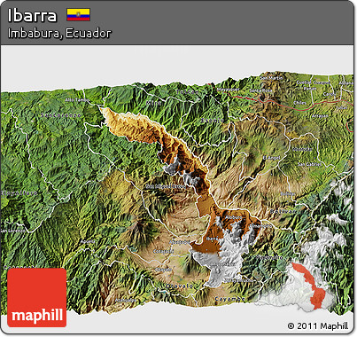 Physical 3D Map of Ibarra, satellite outside
