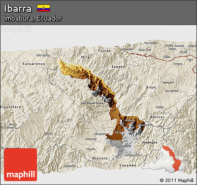 Physical 3D Map of Ibarra, shaded relief outside