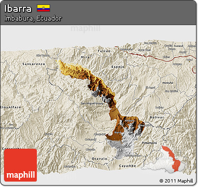 Physical 3D Map of Ibarra, shaded relief outside