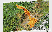 Political 3D Map of Ibarra, satellite outside