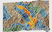 Political 3D Map of Ibarra, semi-desaturated