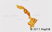 Political 3D Map of Ibarra, single color outside