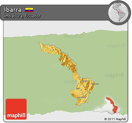 Savanna Style 3D Map of Ibarra, single color outside