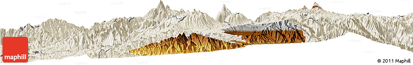 Physical Horizon Map of Ibarra, shaded relief outside