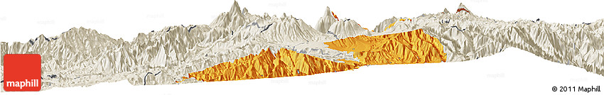 Political Horizon Map of Ibarra, shaded relief outside