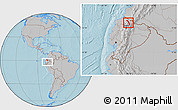 Gray Location Map of Ibarra, within the entire country, hill shading