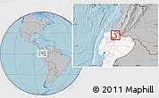 Gray Location Map of Ibarra, highlighted country, hill shading