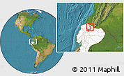 Satellite Location Map of Ibarra, highlighted country
